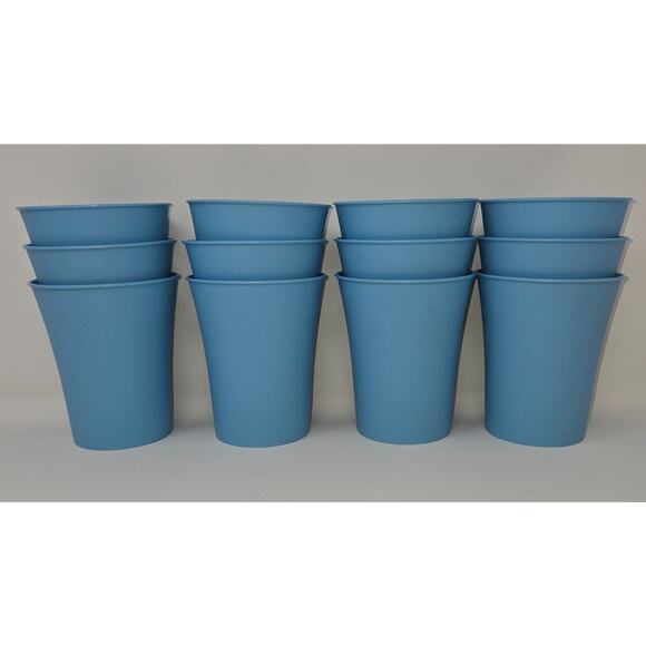 Vintage Plastic Bell Tumbler Lot of 12 Light Blue 8 oz Kiddie Cups Stackable - Picture 7 of 14